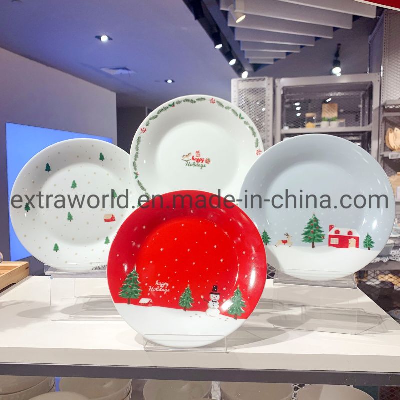 Porcelain Fashion Design Decal Plate Dinnerware for Christmas Holiday Party