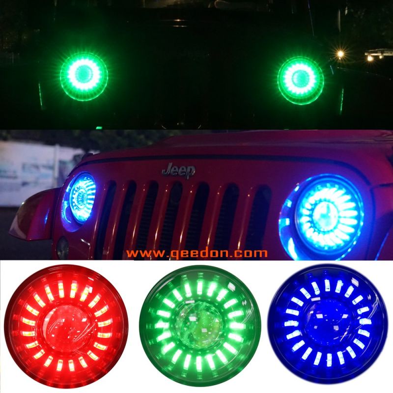 Best LED Jeep Headlights Projector RGB Halo Kits 7 LED Headlights UK