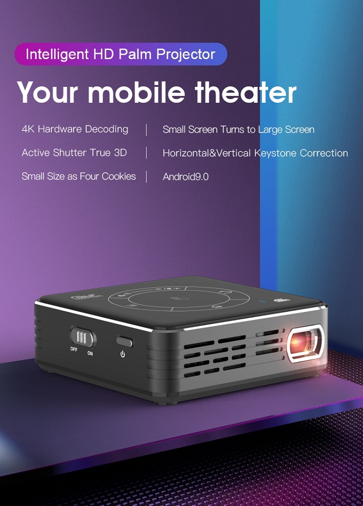 C99 Newest Portable Projector 3D DLP Projector 2g 16g Android 9.0 Smart Mini Projector