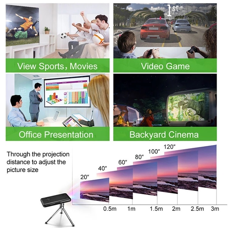 2021 Hot Sale Mini Portable LED Business Android Projector 4K for Home