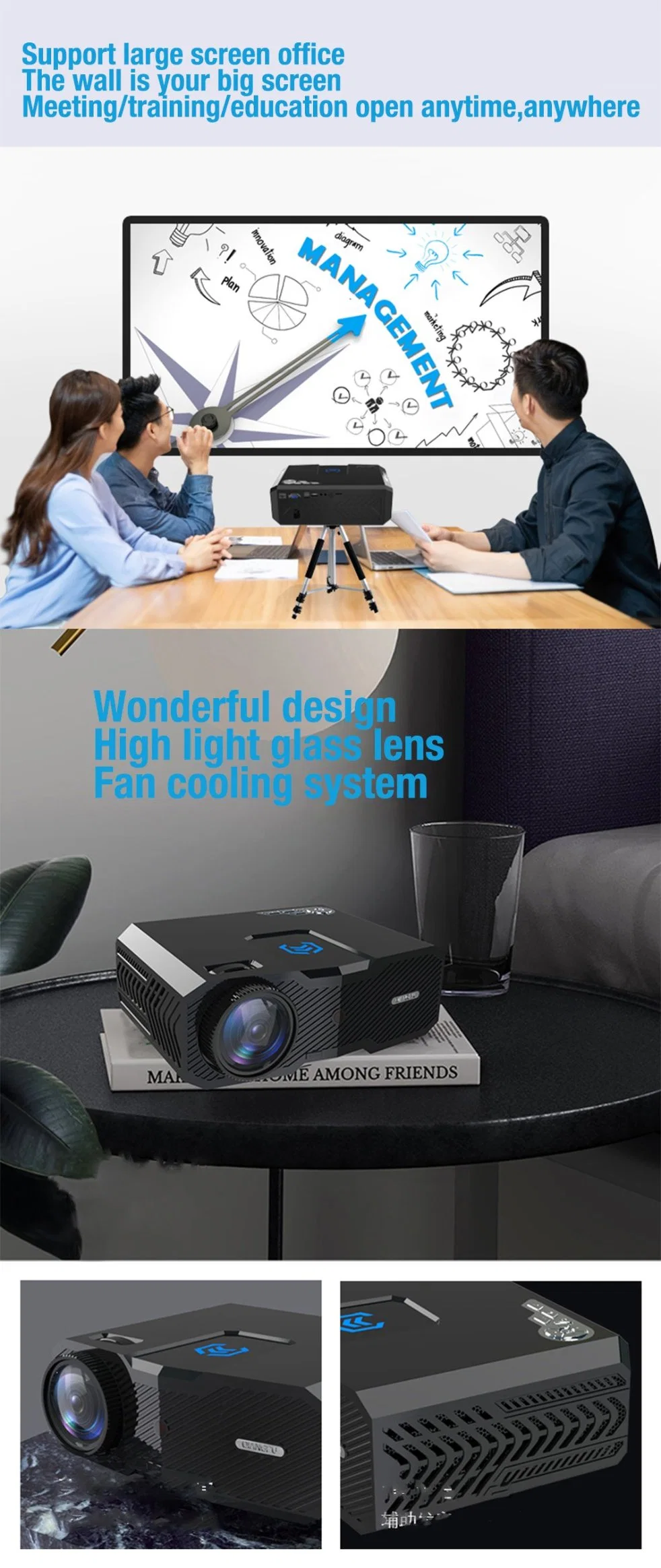 Full HD LED Native 1080P Projector 7000 Lumens WiFi LCD Projector