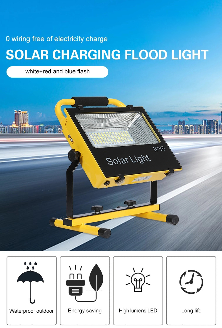 Recharge IP65 Smart Super Brightness 100watt Integrated All in One Solar LED Flood Light