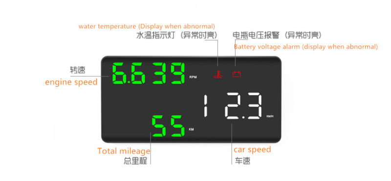 5.5inch Smart Vehicle Universal Head up Display Projector with Speedmete and Turns