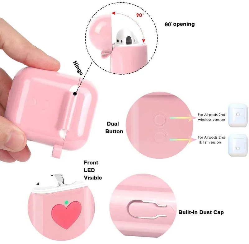 Earphone Cases with Hook Cover for Air Pods 1 Pod Wireless Bluetooth Charging Box