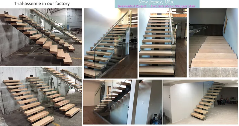 Indoor Wood Industrial Metal Stairs Iron Railings Stairs