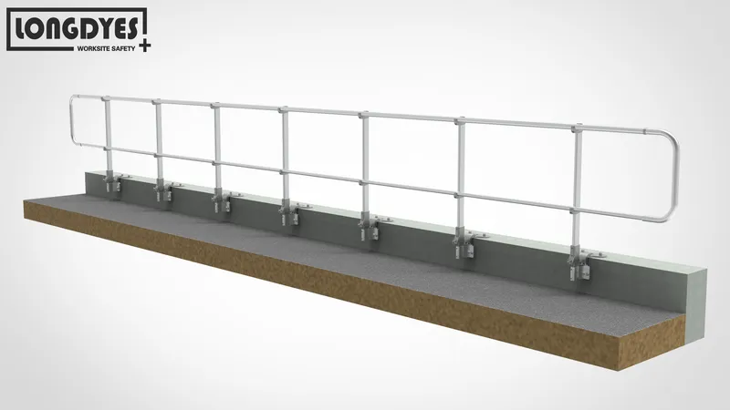 Z-Type Mounted Plate Parapet Safety Guardrail Systems with Straight Upright