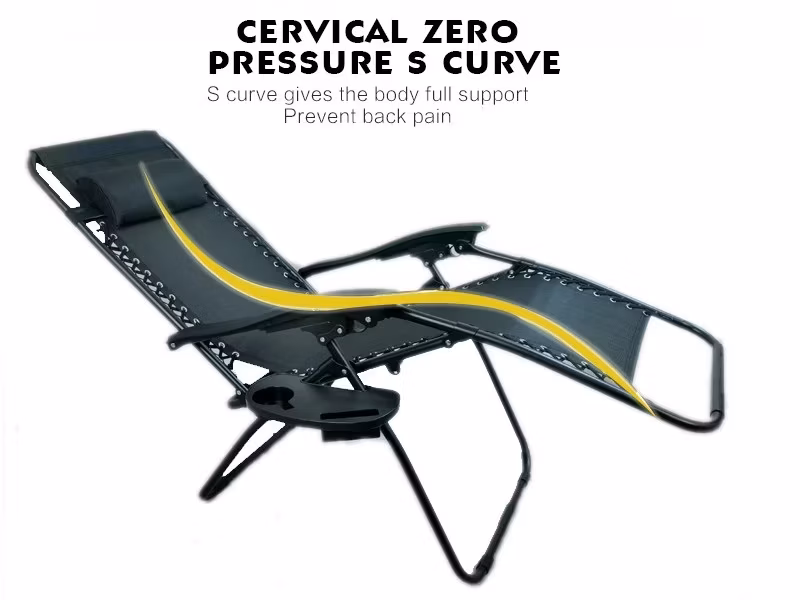 Caravan Furniture Zero Gravity Reclining Lounge Chairs with Pillows and Table