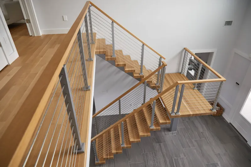 Indoor Wood Industrial Metal Stairs Iron Railings Stairs