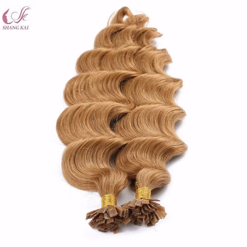 Double Drawn European Hair Flat Tip Hair Extensions Virgin Hair
