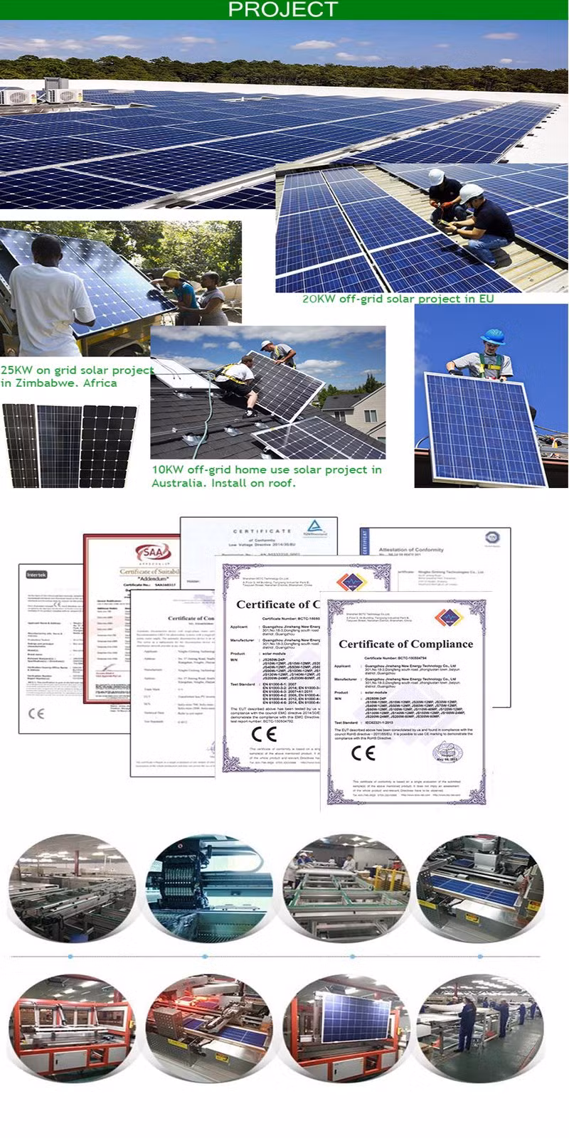 Poly PV 5kw 3kw 1kw Solar Module off Grid Solar Kit Solar System