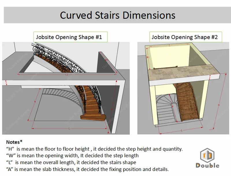 Modern Curved Stairs Glass Railing Design Solid Wood LED Stairs