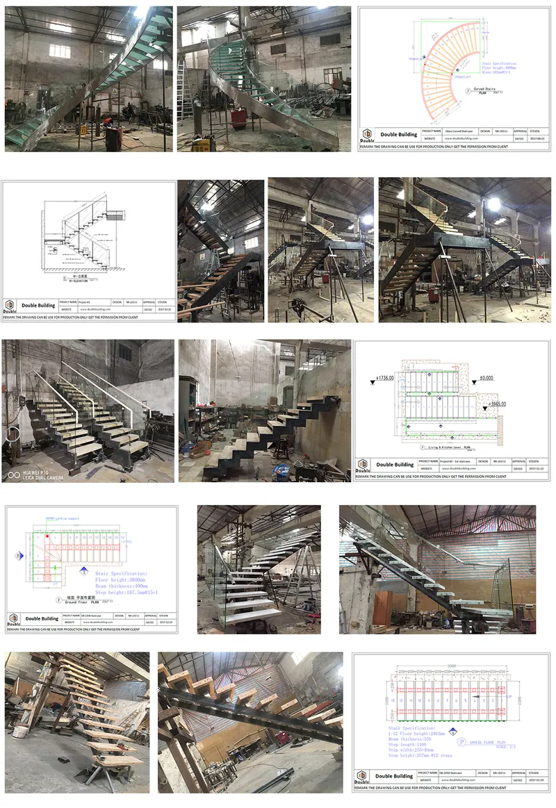 Indoor Wood Industrial Metal Stairs Iron Railings Stairs
