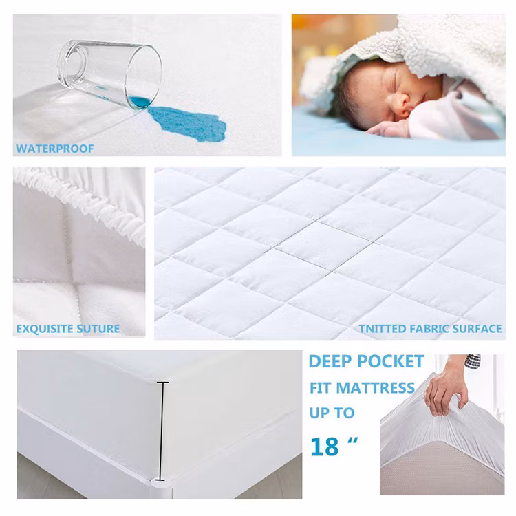 Hypoallergenic Polyester Quilted Waterproof Bed Cover Mattress Protector