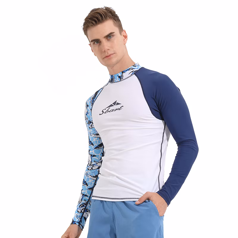 Summer Beachwear Long Sleeves Mens Sun Protection Rash Guard