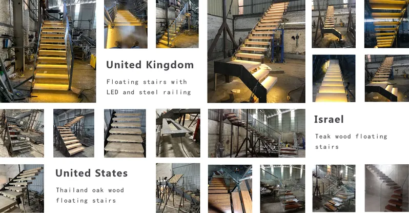 Foshan Stairs Factory of Solid Wooden Floating Staircase for Interior Villa