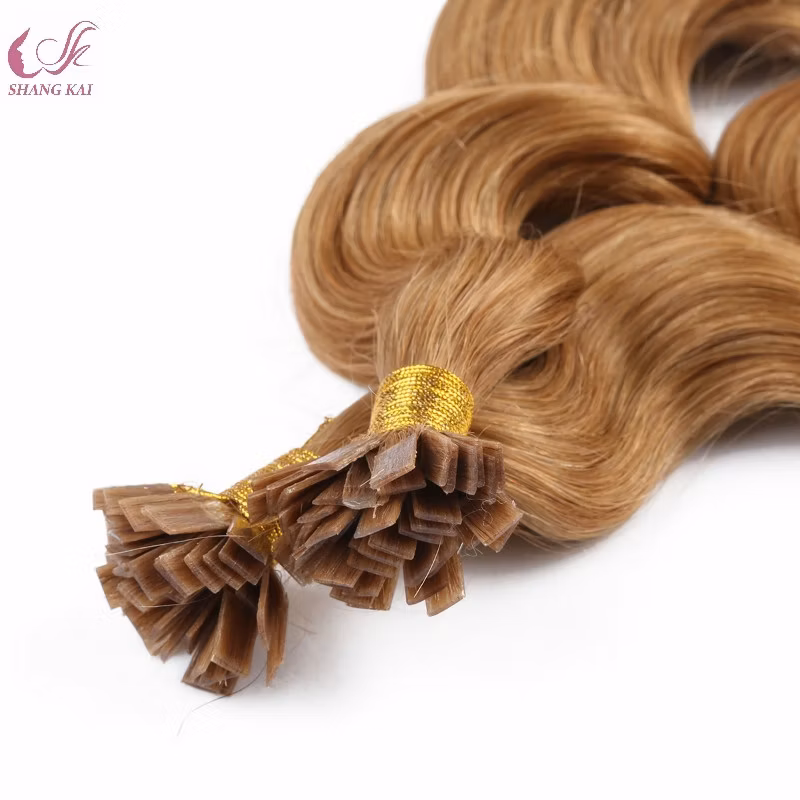 Double Drawn European Hair Flat Tip Hair Extensions Virgin Hair