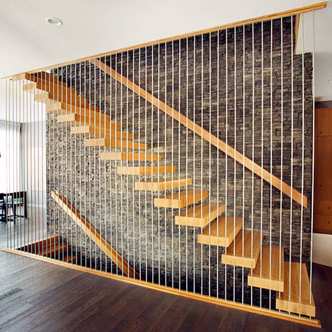 High End Prefabricated Stairs Steel/Wood Floating Stairs