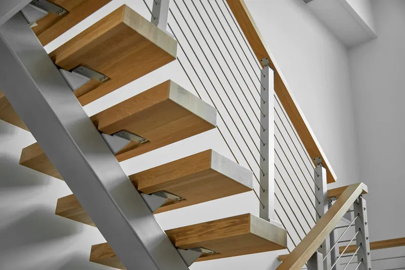 Indoor Wood Industrial Metal Stairs Iron Railings Stairs