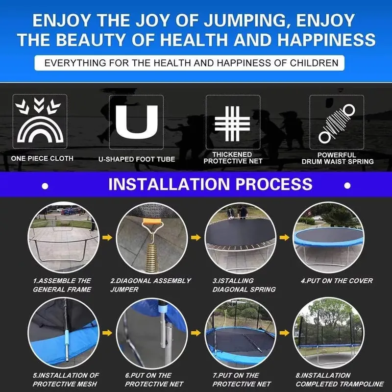 High Quality Trampoline Manufacturer Outdoor Garden Kid 12 Feet Trampoline with Safety Net