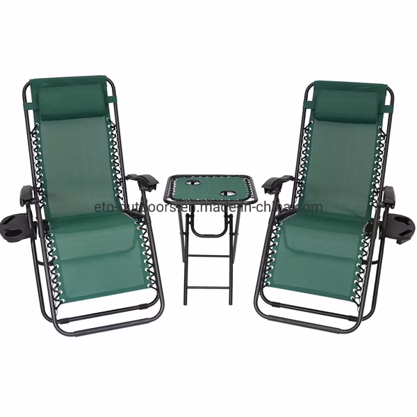 Caravan Furniture Zero Gravity Reclining Lounge Chairs with Pillows and Table