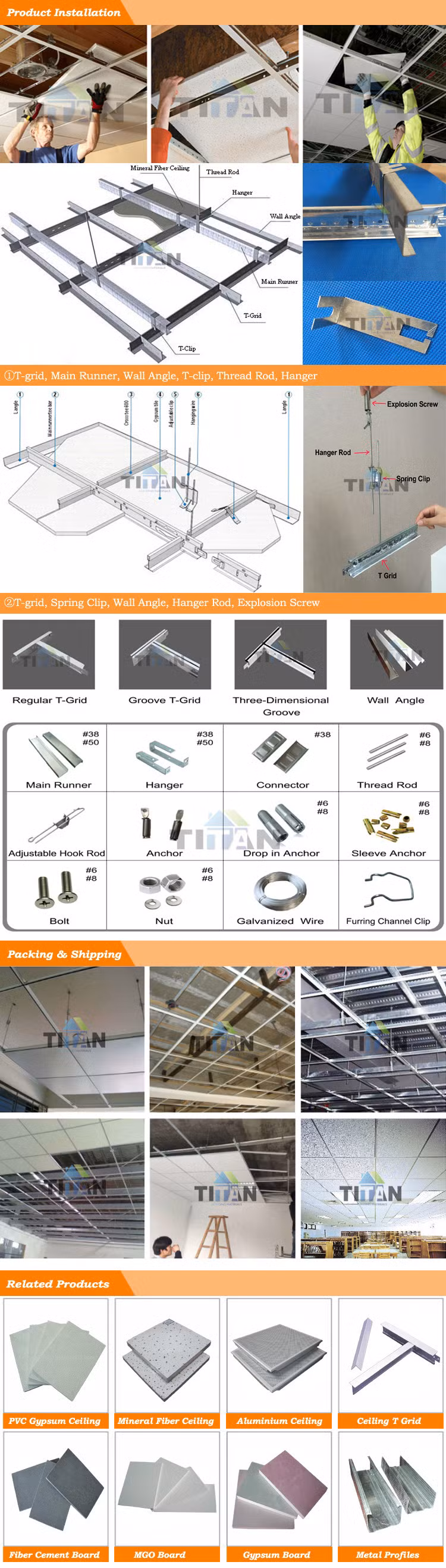 T Runner Main Tee and Cross Tee Ceiling Tee Grids