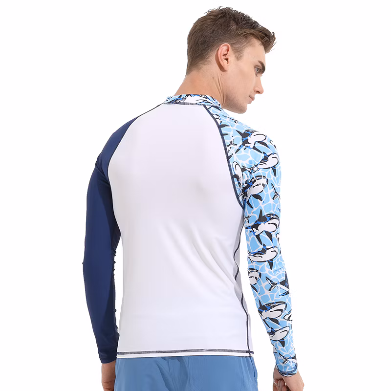 Summer Beachwear Long Sleeves Mens Sun Protection Rash Guard