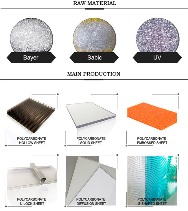 6mm Plastic Raw Material 100% Virgin Lexan Hollow Polycarbonate Sheets