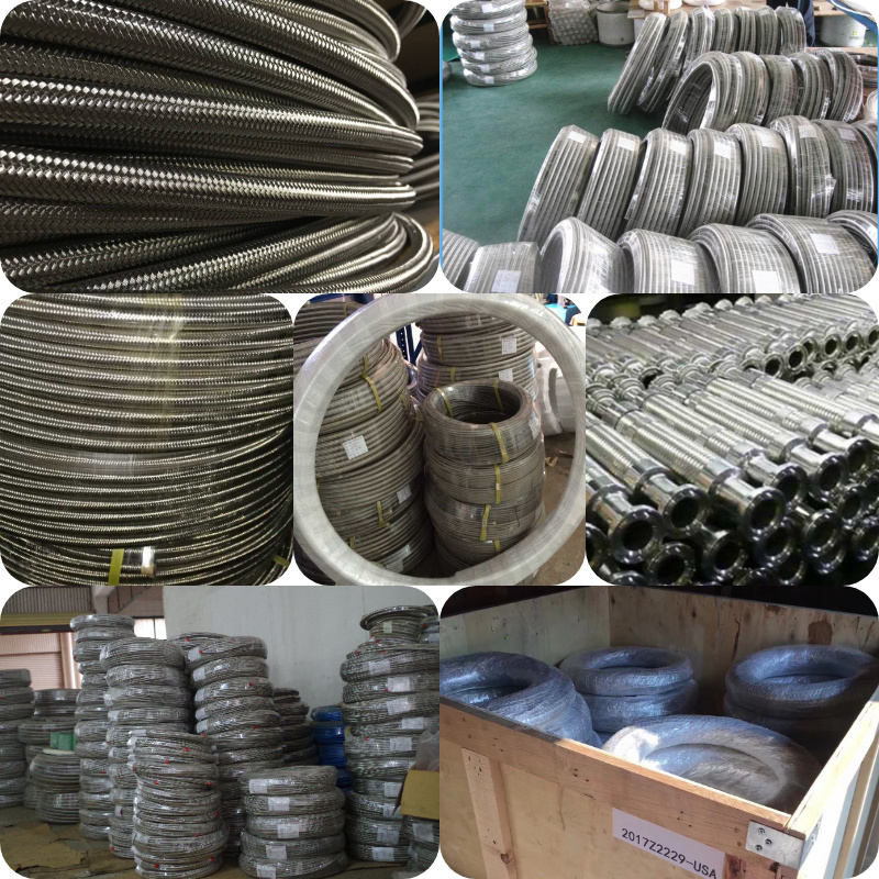 SS304/SS316 SAE 100 R14 Hydraulic Rubber Hose Stainless Steel Braid PTFE Hose