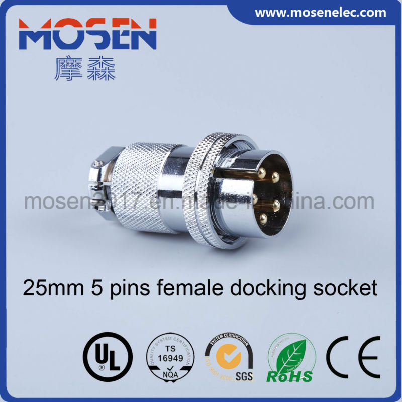 Df25-5 25mm 5 Pins Female Docking Socket Cable Panel Connector