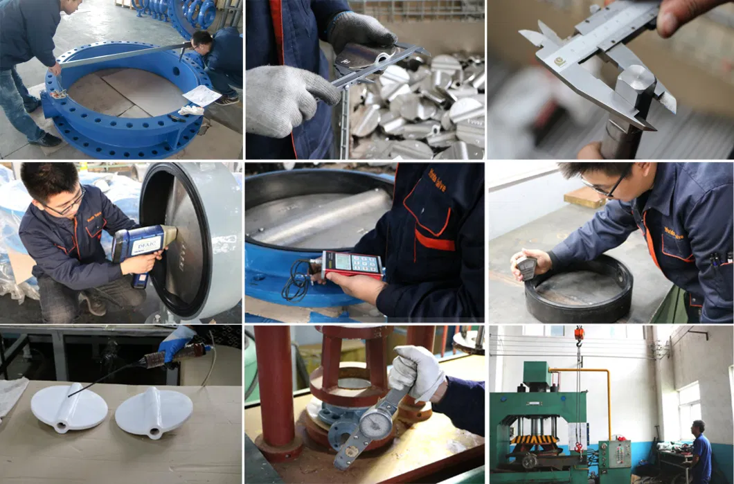 PTFE Lined Coating Wafer Type Butterfly Valve with Gear Operated Two PCS Disc Heavy Corrosion Resistance Valves