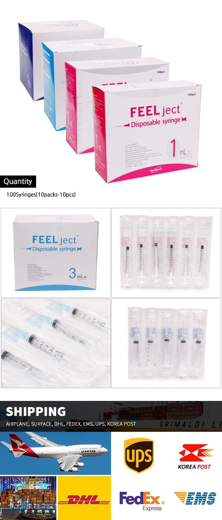 Syringe Disposable Syringe for Vaccination Syringe with Injection Tube 1ml Medica_L Syringe