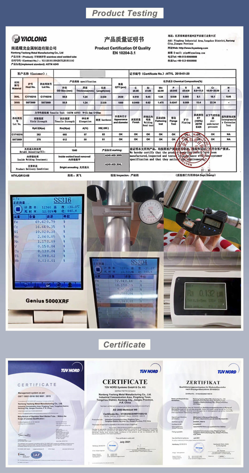 ASTM A270 Sanitary Grade Thin Wall Stainless Steel Welded Tubing