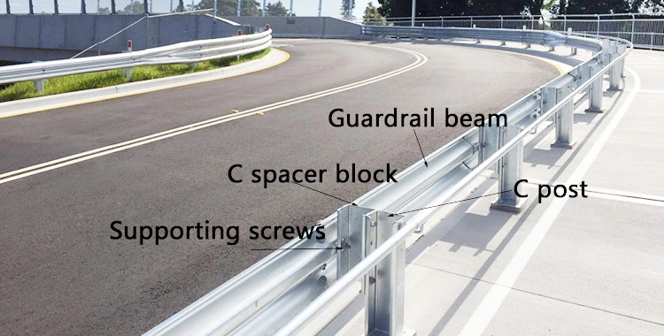Steel Traffic Safety W-Beam Guardrail C Channel Posts and Spacers