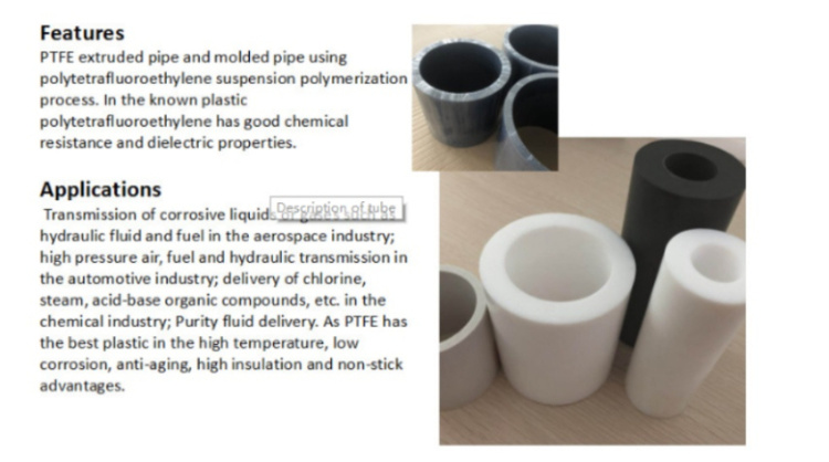 25% Carbon Powder Filled PTFE Tube Molded PTFE Pipe
