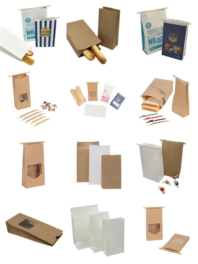 Flat Bottom Kraft Paper Bag Self-Sealing Food Packaging Bags