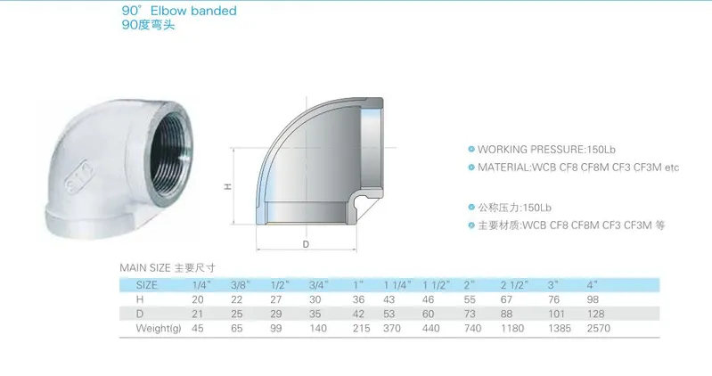 CF8 Stainless Steel Thread End Pipe Fitting