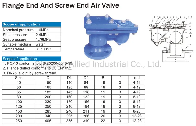 Ductile Iron Air Valve, with Flange End and Screw End