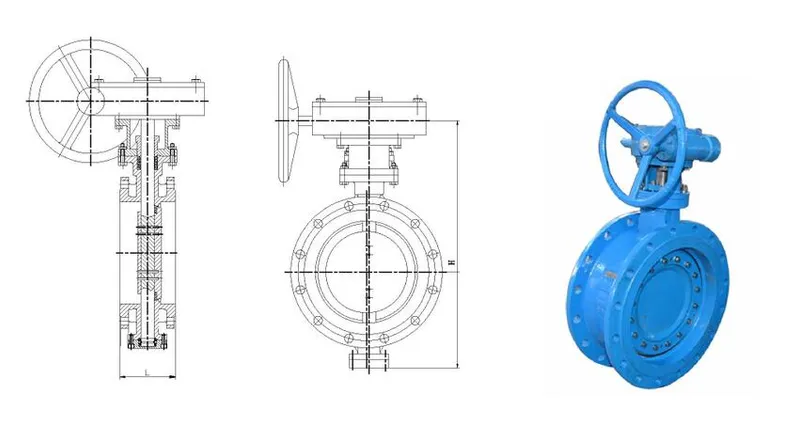 Large Size Double/Three Eccentric Flanged Butterfly Industrial Valve