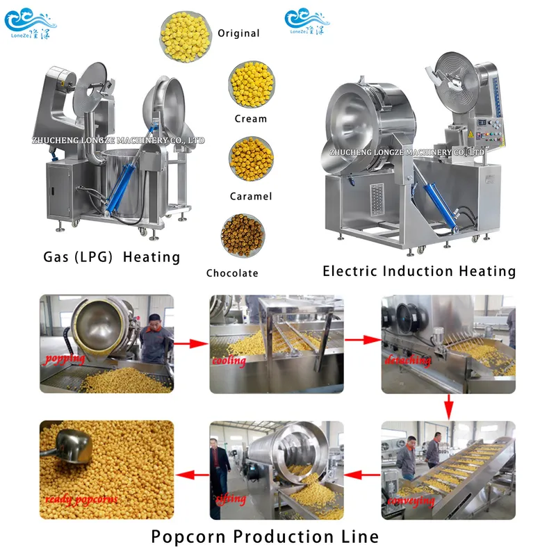 Stainless Steel Automatic Industrial Popcorn Maker Machine Manufacturer Approved by Ce Certificate