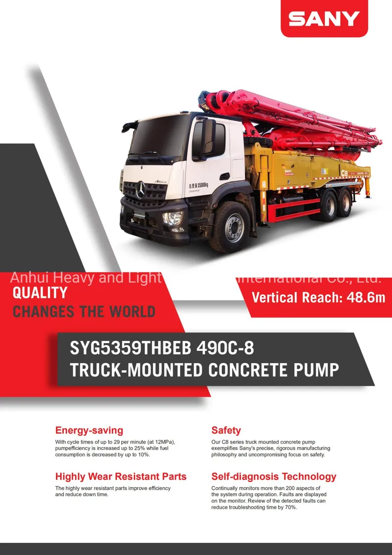 China Syg5359thbeb 490c-8 49m Truck Mounted Concrete Pump Mobile Pump Concrete Line Pump with Factory Cheap Price Hot Sales