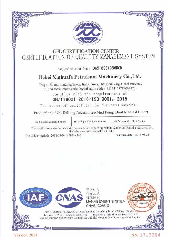 Spare Parts for Drilling Machine/Pump Parts/Mud Pump Spare Parts