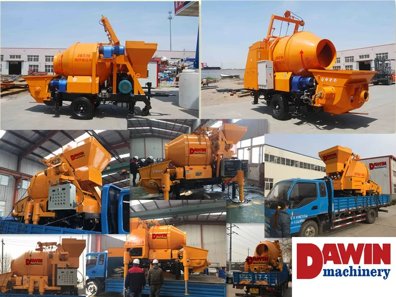 Professional Generator Trailer Concrete Pump with Mixer 450L Mixing Drum