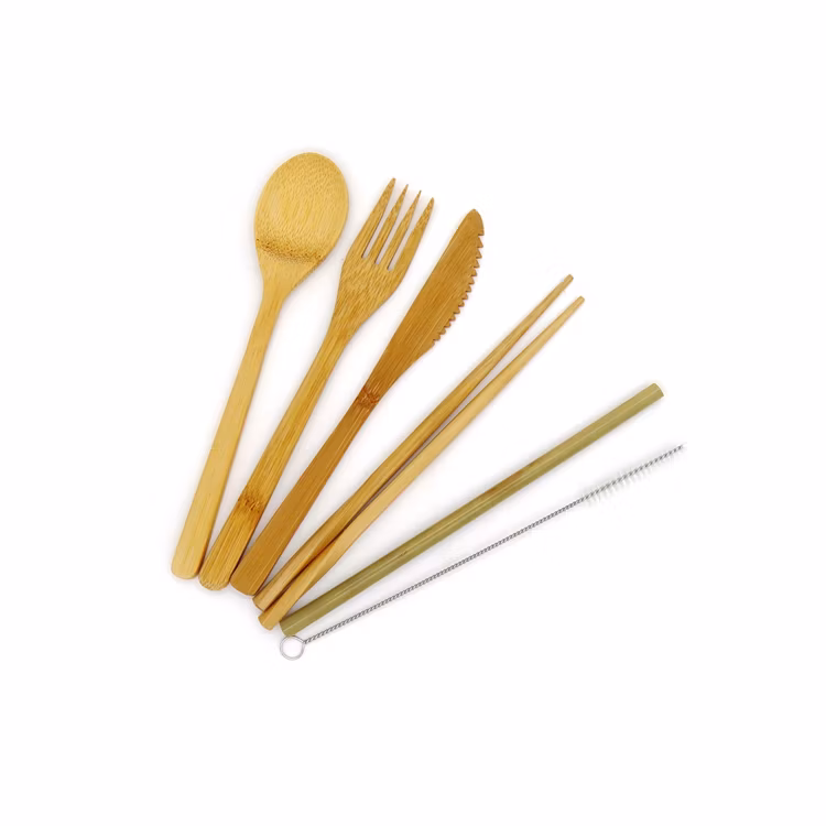 Wholesale 2019 Biodegradable Camping Travel Utensils Flatware Bamboo Cutlery Set