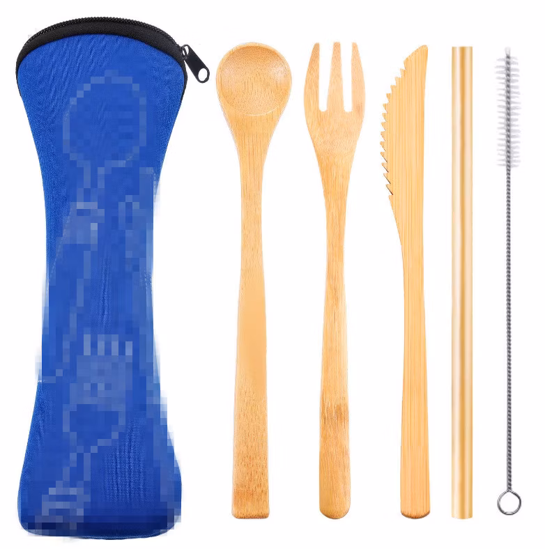 Adult Use or Child Use Portable Bamboo Cutlery Set
