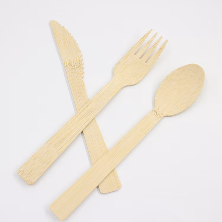 Custom Logo Disposable Bamboo Kitchenware Cutlery Set - Forks, Spoons, Knives - Eco-Friendly, Biodegradable, Utensils