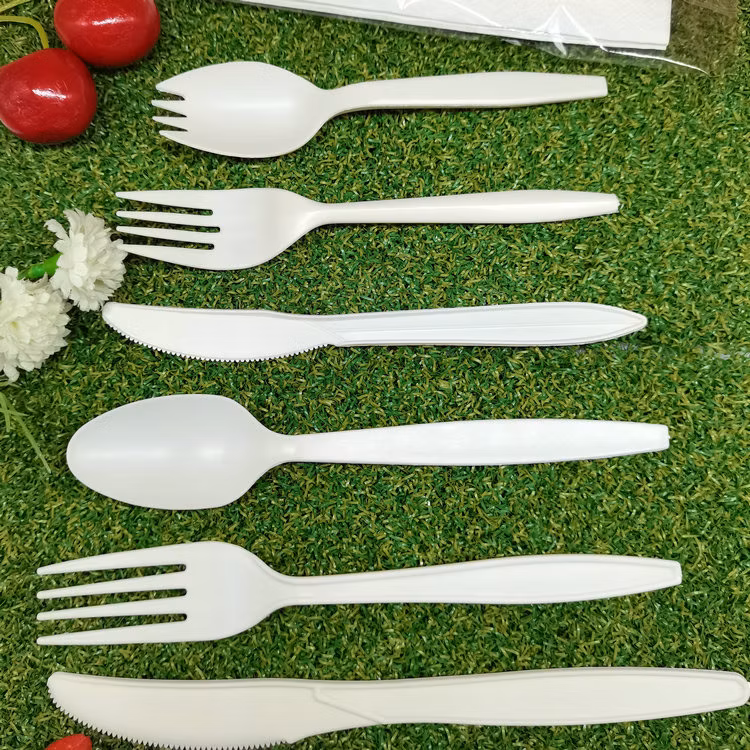 Personalizados cubiertos desechables biodegradables de almidón de maíz