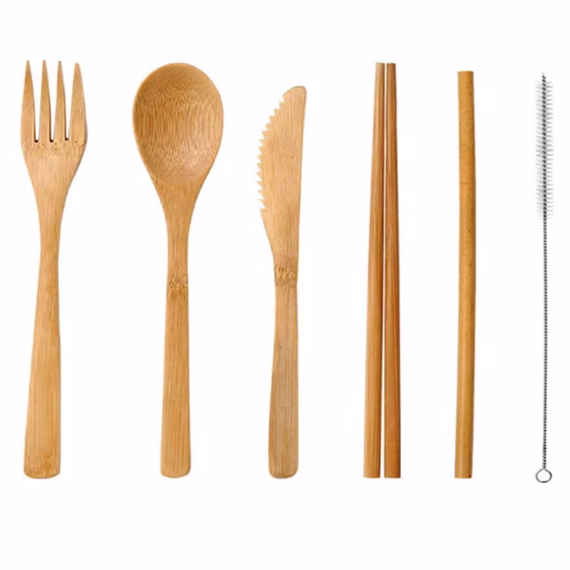 Adult Use or Child Use Portable Bamboo Cutlery Set