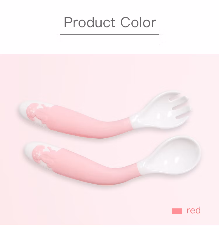 Full Silicone Spoon Dog Pattern Twisting Spoon and Fork in Case