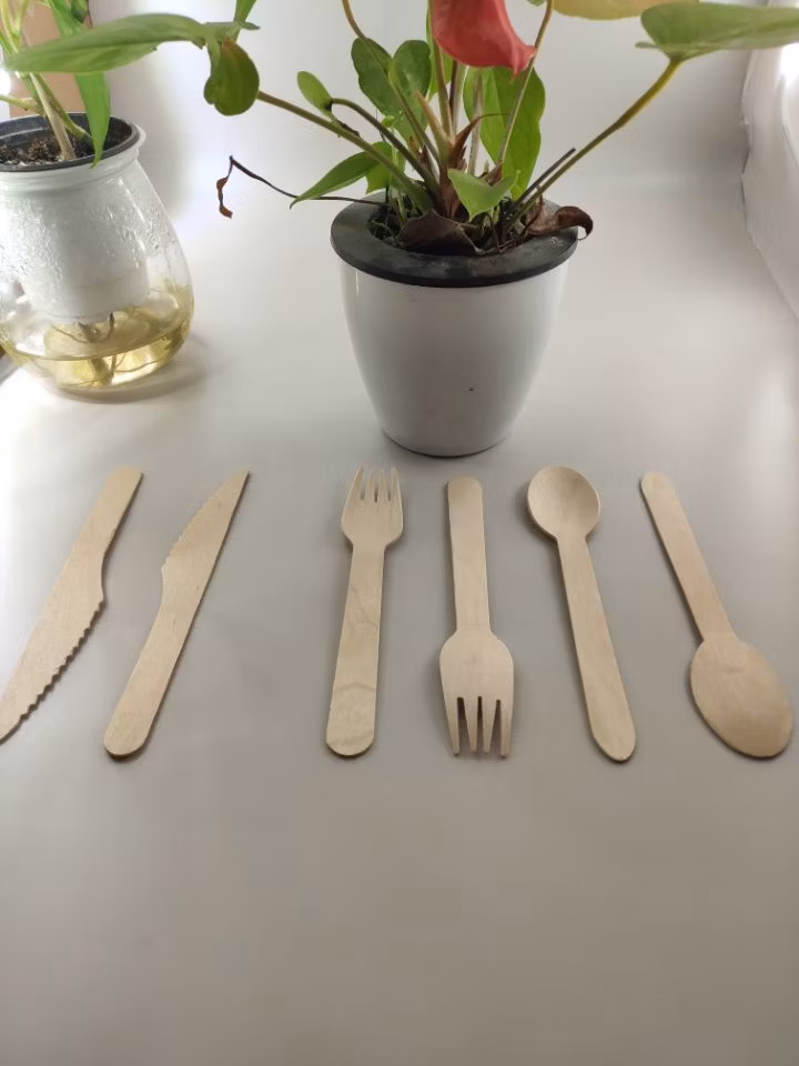 Disposable Birchwood Knife, Fork and Spoon Set Disposable Tableware
