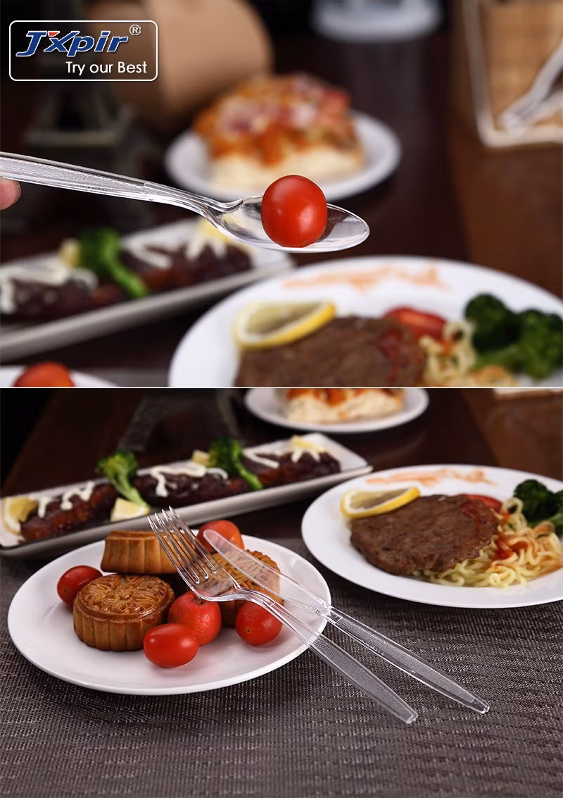 Flatware Set Transparent Disposable PS Plastic Cutlery Set Spoon Knife Fork, Plastic Picnic Sets